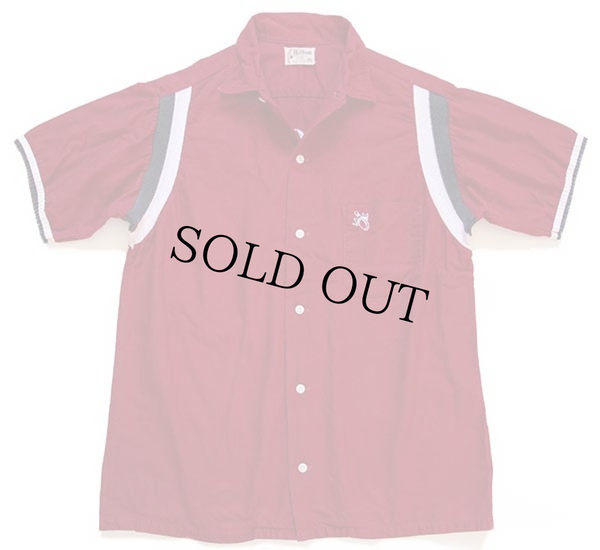 画像2: 60s USA製 Hiltonヒルトン Ralph's Cafe チェーン刺繍 コットン ボウリングシャツ バーガンディ M (2)