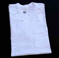 画像1: デッドストック★90s USA製 FRUIT OF THE LOOM 無地 コットン ポケットTシャツ 白 L (1)