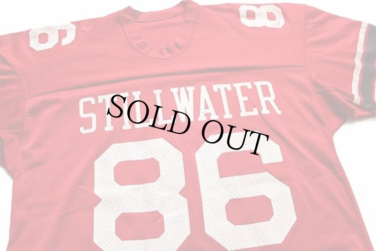 画像3: 80s USA製 Championチャンピオン STILLWATER 86 ナンバリング ナイロン メッシュ ゲームシャツ 赤 XL (3)