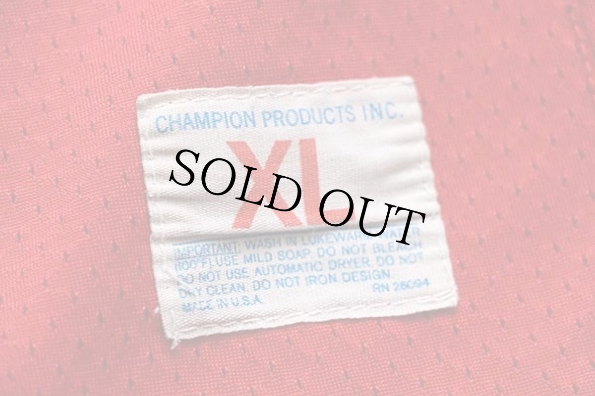 画像4: 80s USA製 Championチャンピオン STILLWATER 86 ナンバリング ナイロン メッシュ ゲームシャツ 赤 XL (4)