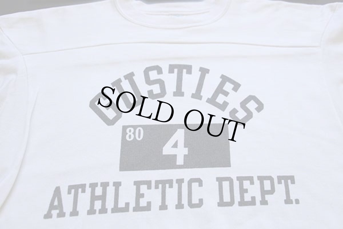 画像3: 70s USA製 Championチャンピオン GUSTIES 三段中抜き 染み込みプリント フットボールTシャツ 生成り L (3)