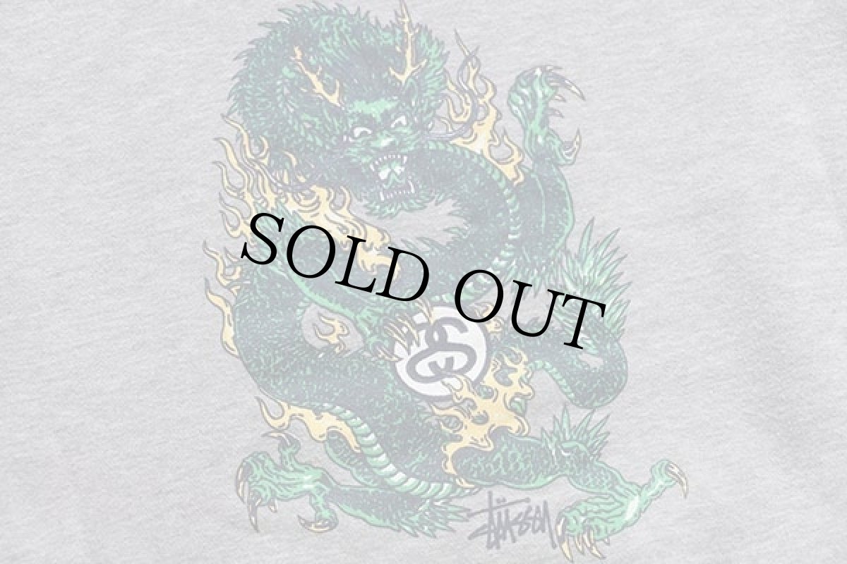 画像5: 90s USA製 STUSSYステューシー ドラゴン 両面プリント スウェットパーカー 杢グレー L (5)