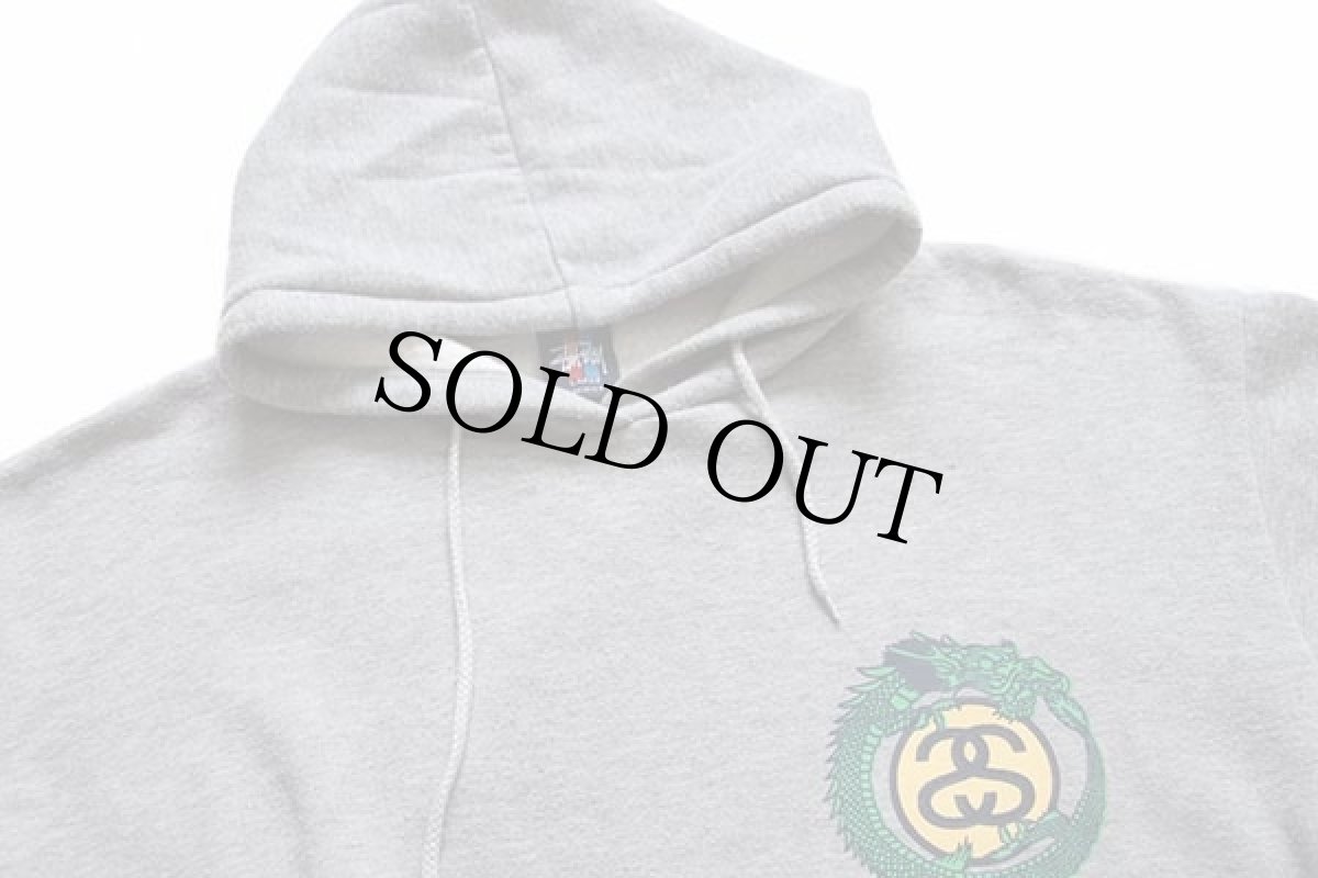 画像3: 90s USA製 STUSSYステューシー ドラゴン 両面プリント スウェットパーカー 杢グレー L (3)