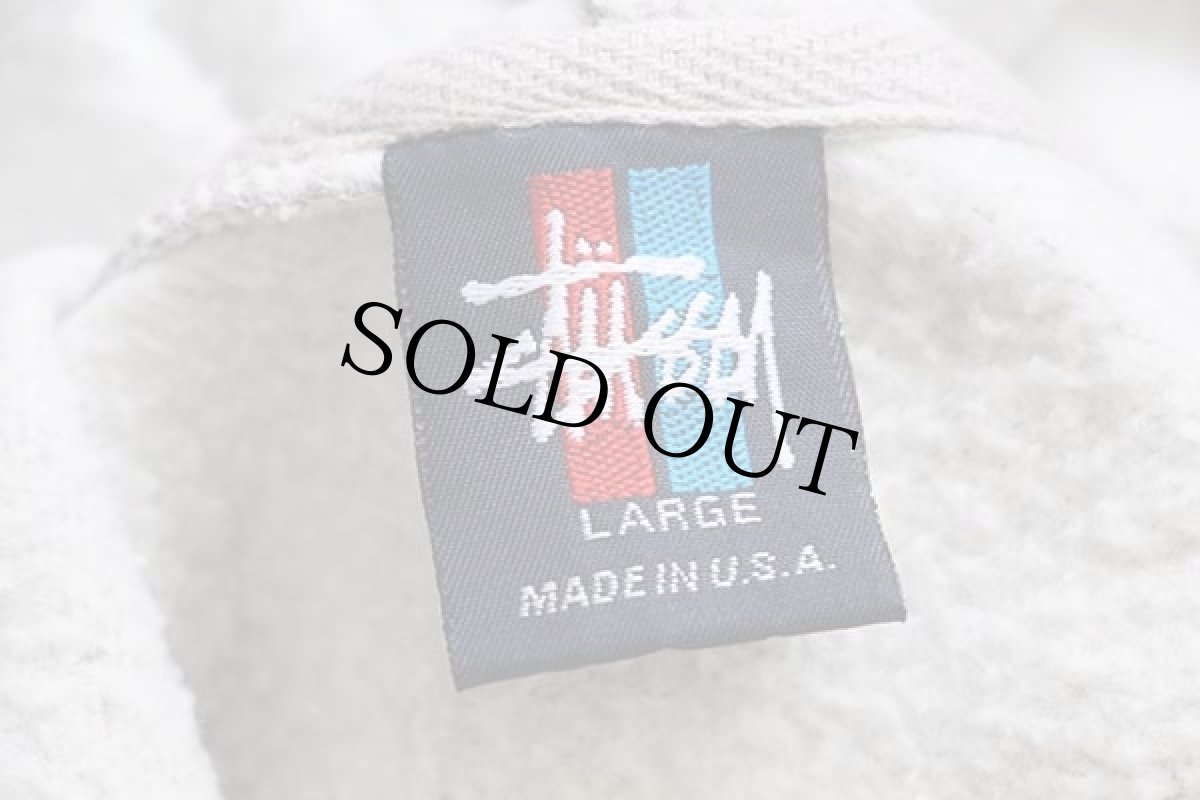 画像4: 90s USA製 STUSSYステューシー ドラゴン 両面プリント スウェットパーカー 杢グレー L (4)