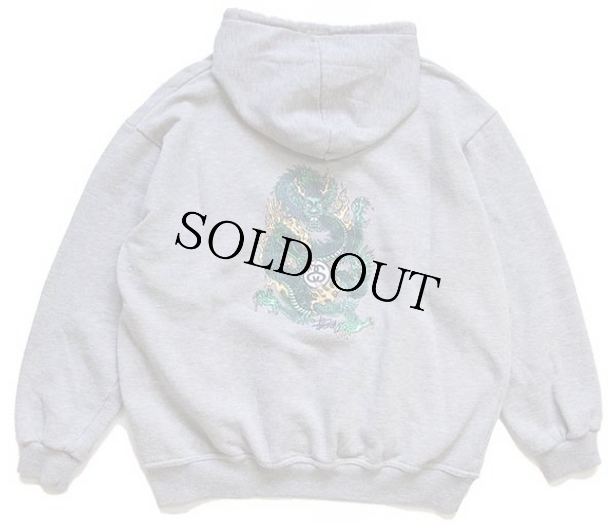 画像2: 90s USA製 STUSSYステューシー ドラゴン 両面プリント スウェットパーカー 杢グレー L (2)