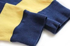 画像5: ポロ ラルフローレン 刺繍入り 太ボーダー コットン ラガーシャツ 紺×黄 M (5)