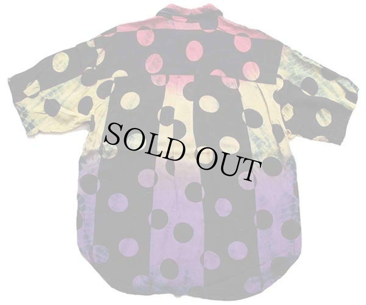 画像2: 90s AGAPO ドット柄 タイダイ染め 半袖 レーヨンシャツ M (2)