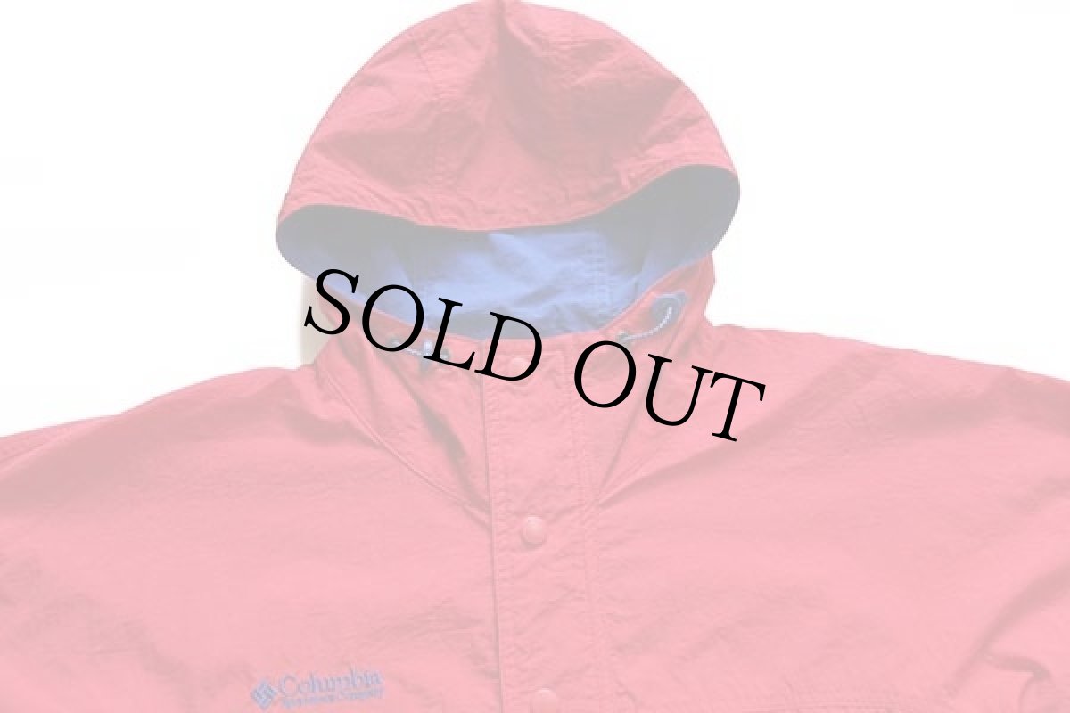 画像3: 90s Columbiaコロンビア ワンポイント ナイロン アノラックパーカー 赤 M (3)