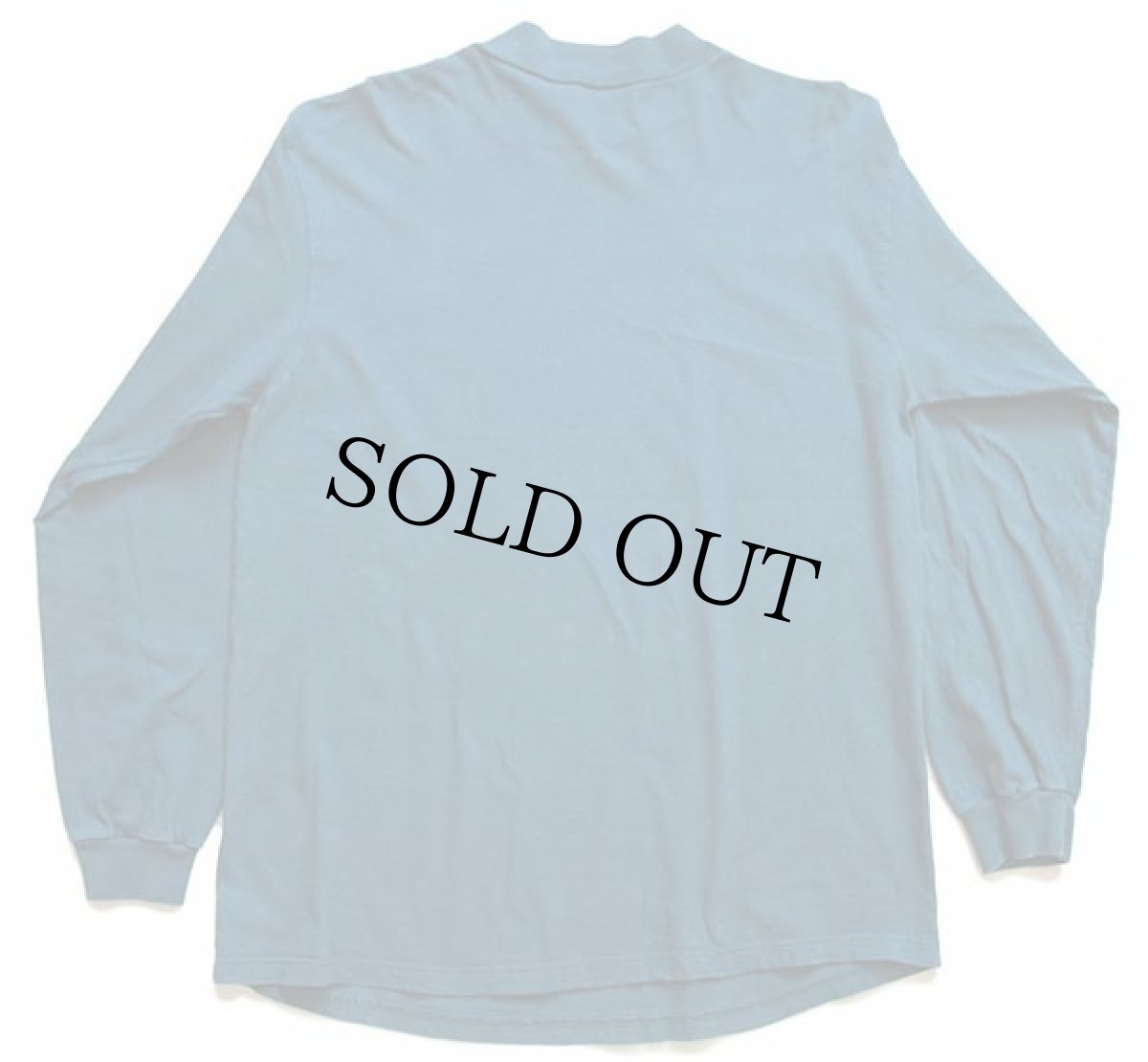 画像2: 90s USA製 Hanes モックネック 無地 コットン 長袖Tシャツ 青緑 L (2)