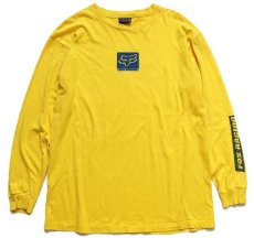 画像2: 00s メキシコ製 FOX RACING 両面プリント コットン 長袖Tシャツ 黄 L (2)