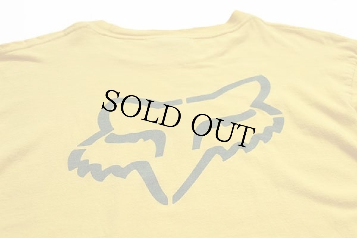 画像4: 00s メキシコ製 FOX RACING 両面プリント コットン 長袖Tシャツ 黄 L (4)