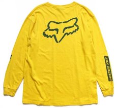 画像1: 00s メキシコ製 FOX RACING 両面プリント コットン 長袖Tシャツ 黄 L (1)