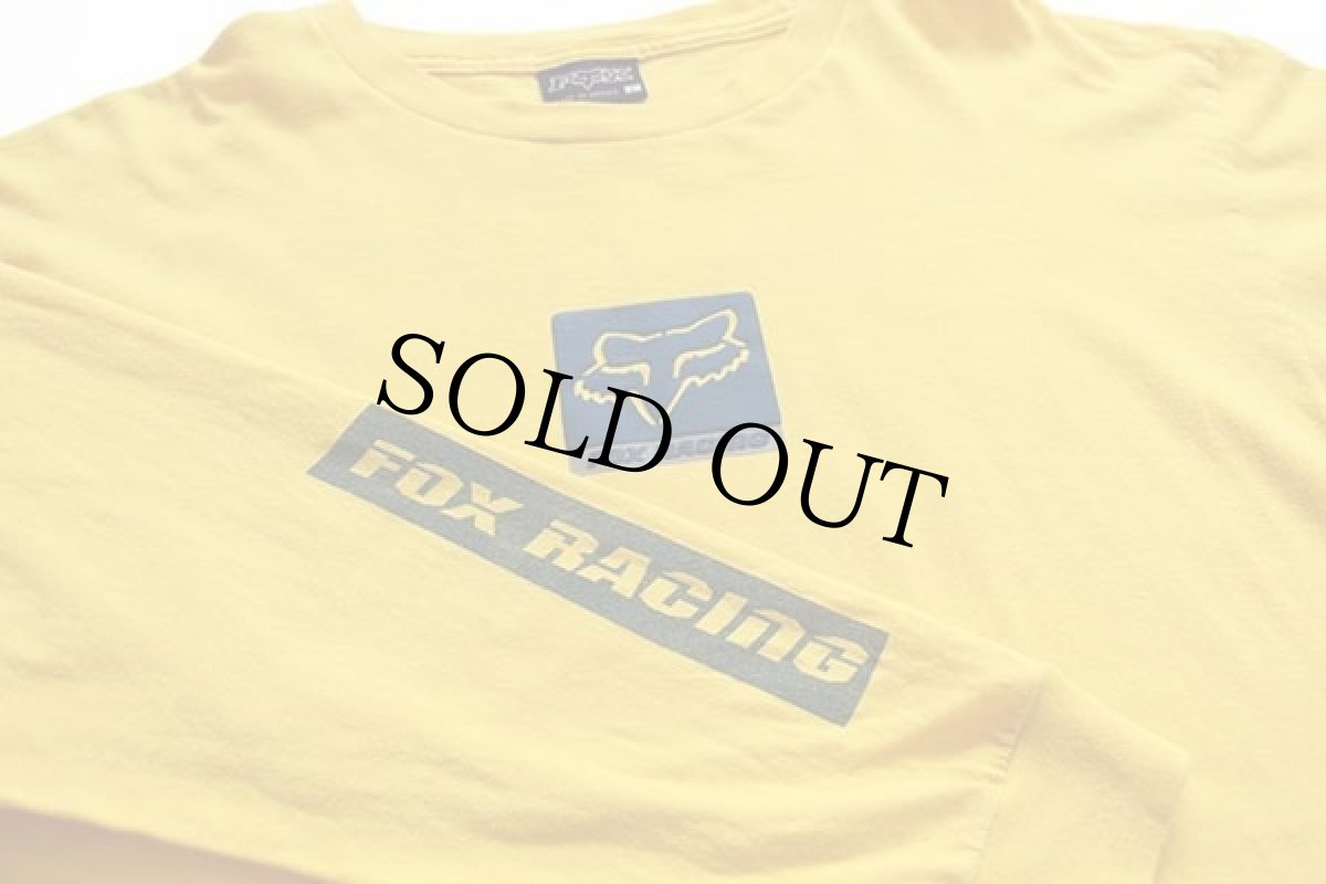 画像3: 00s メキシコ製 FOX RACING 両面プリント コットン 長袖Tシャツ 黄 L (3)