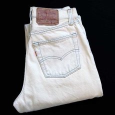 画像1: 80s USA製 Levi'sリーバイス 26501 カラーデニムパンツ アイボリー w27 (1)