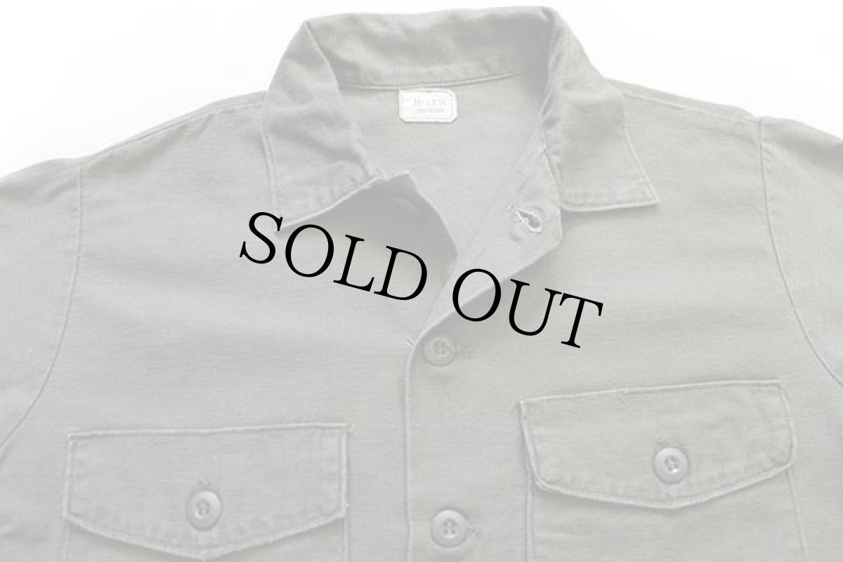 画像3: 70s 米軍 U.S.ARMY コットンサテン ユーティリティシャツ オリーブグリーン 16.5 (3)