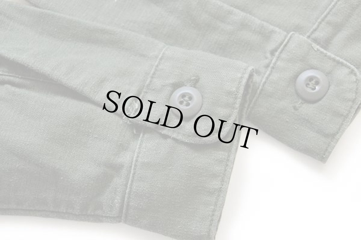 画像5: 70s 米軍 U.S.ARMY コットンサテン ユーティリティシャツ オリーブグリーン 16.5 (5)