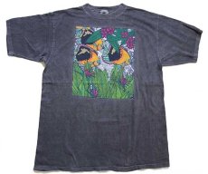 画像2: 90s USA製 熱帯魚 アート コットンTシャツ チャコールグレー XL (2)