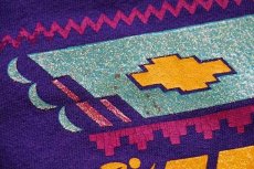 画像5: 90s USA製 ARIZONA サンダーバード ネイティブ柄 コットンTシャツ 紫 XL (5)