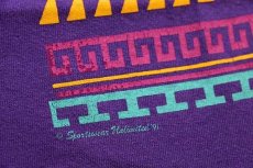 画像3: 90s USA製 ARIZONA サンダーバード ネイティブ柄 コットンTシャツ 紫 XL (3)