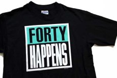 画像1: デッドストック★80s USA製 Hanes FORTY HAPPENS ロゴ Tシャツ 黒 L (1)