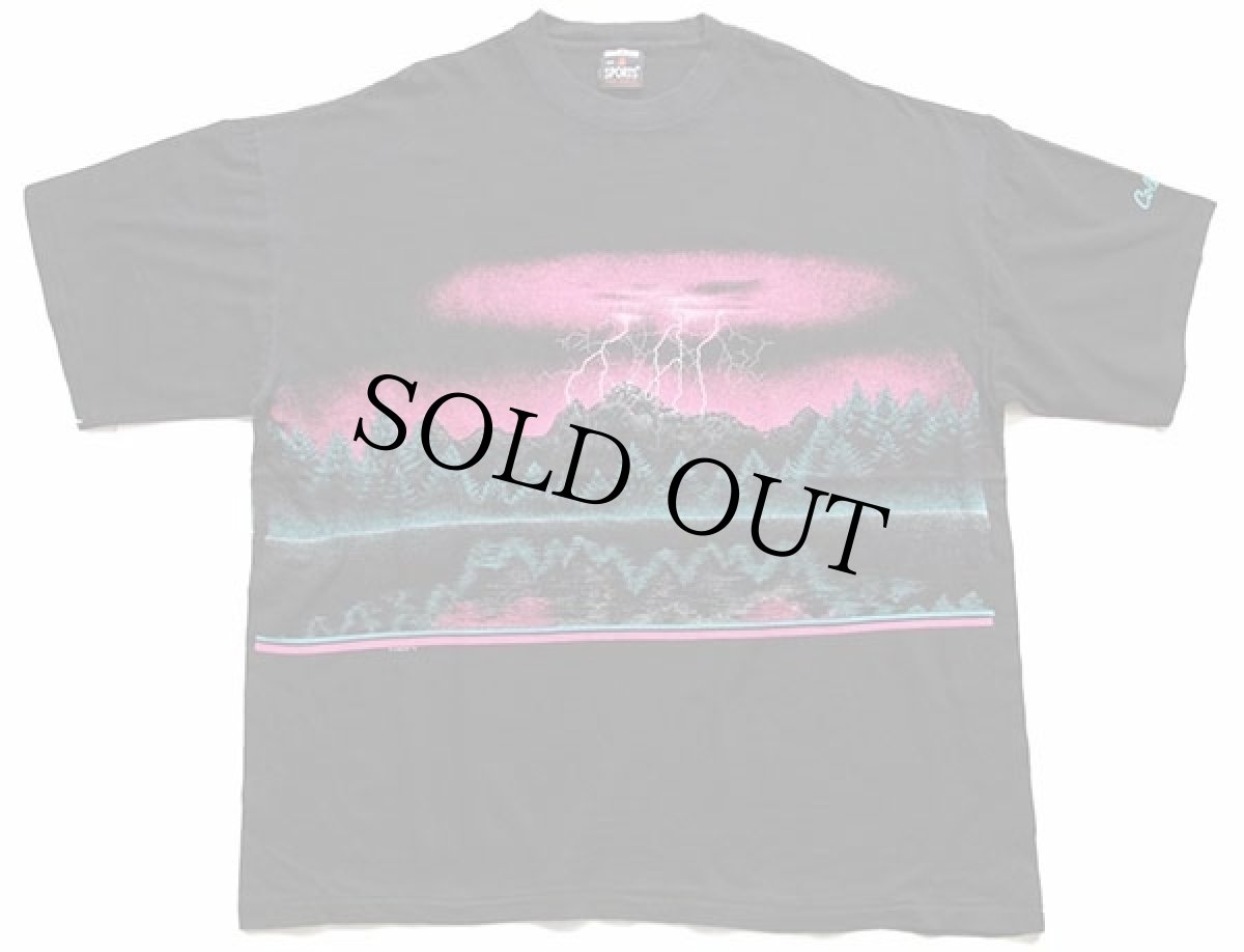 画像2: 90s USA製 Colorado サンダー 両面プリント アート コットンTシャツ 黒 XXL (2)