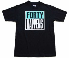 画像2: デッドストック★80s USA製 Hanes FORTY HAPPENS ロゴ Tシャツ 黒 L (2)