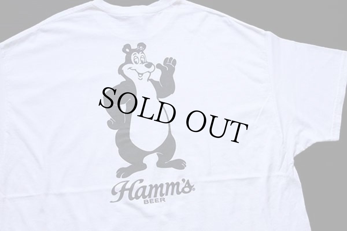 画像1: Bierstube × Hamm's BEER 両面プリント コットンTシャツ 白 2XL (1)