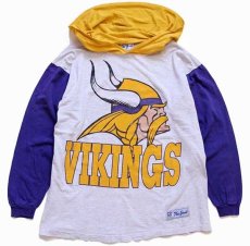 画像1: 90s The game NFL MINNESOTA VIKINGS マルチカラー 切り替え コットン カットソー パーカー L (1)