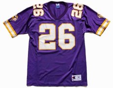 画像1: 90s メキシコ製 Championチャンピオン NFL MINNESOTA VIKINGS SMITH 26 ナンバリング ナイロン メッシュ フットボール ゲームシャツ M (1)