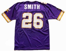 画像2: 90s メキシコ製 Championチャンピオン NFL MINNESOTA VIKINGS SMITH 26 ナンバリング ナイロン メッシュ フットボール ゲームシャツ M (2)