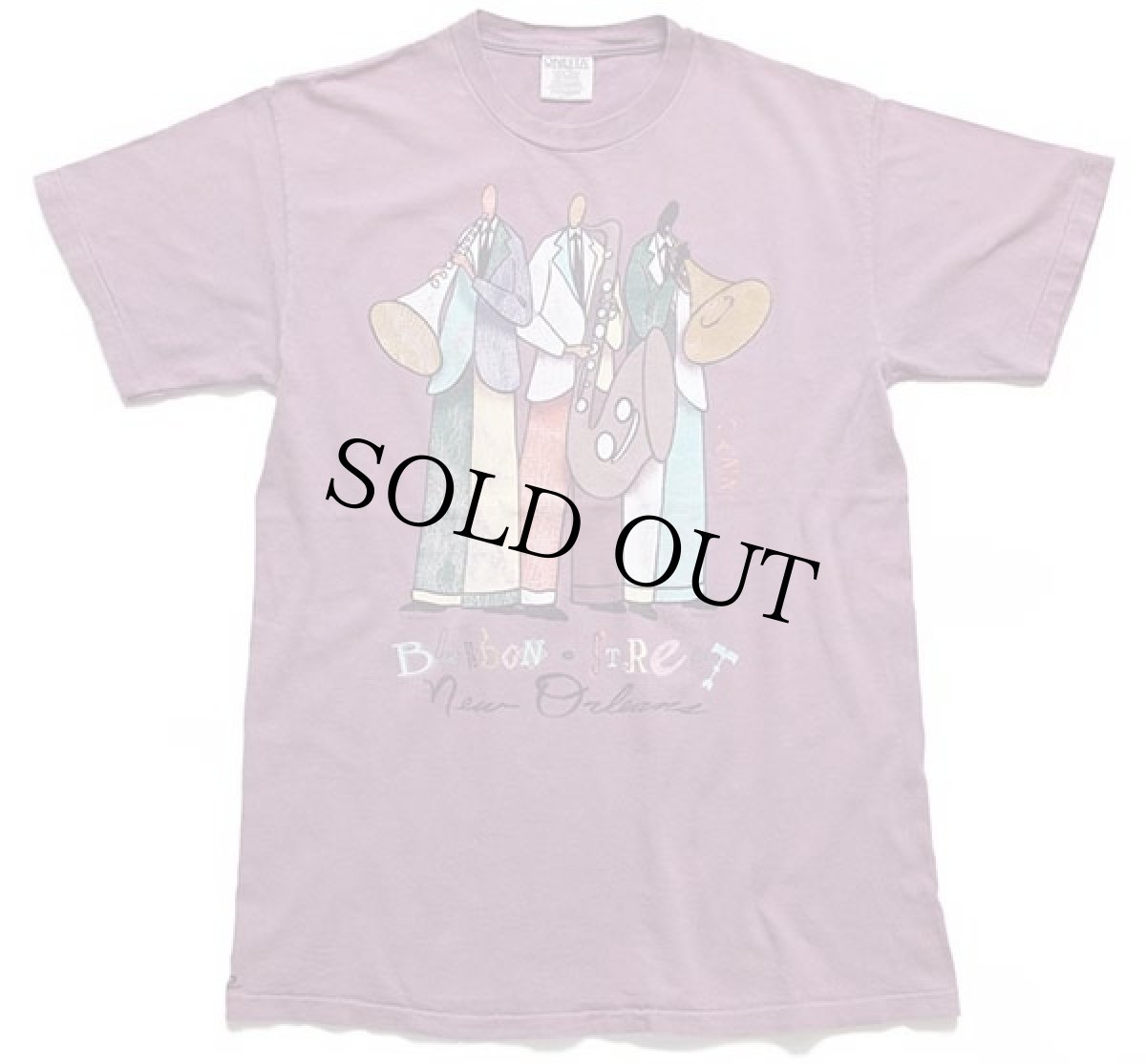 画像2: 90s JAZZ Bourbon Street アート コットンTシャツ 小豆色 M (2)