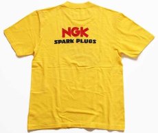 画像3: 70s NGK SPARK PLUGS ロゴ 両面プリント コットンTシャツ 黄 (3)