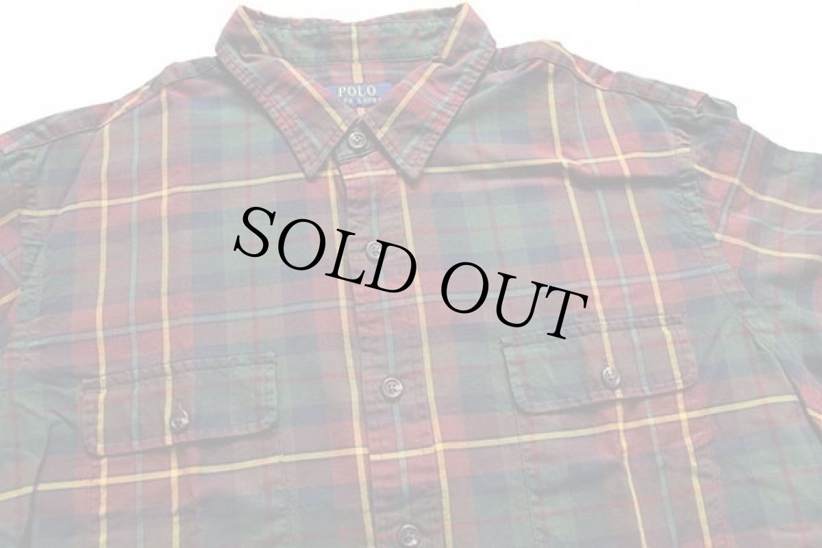 画像3: ポロ ラルフローレン タータンチェック エルボーパッチ付き オックスフォード コットンシャツ XXL (3)