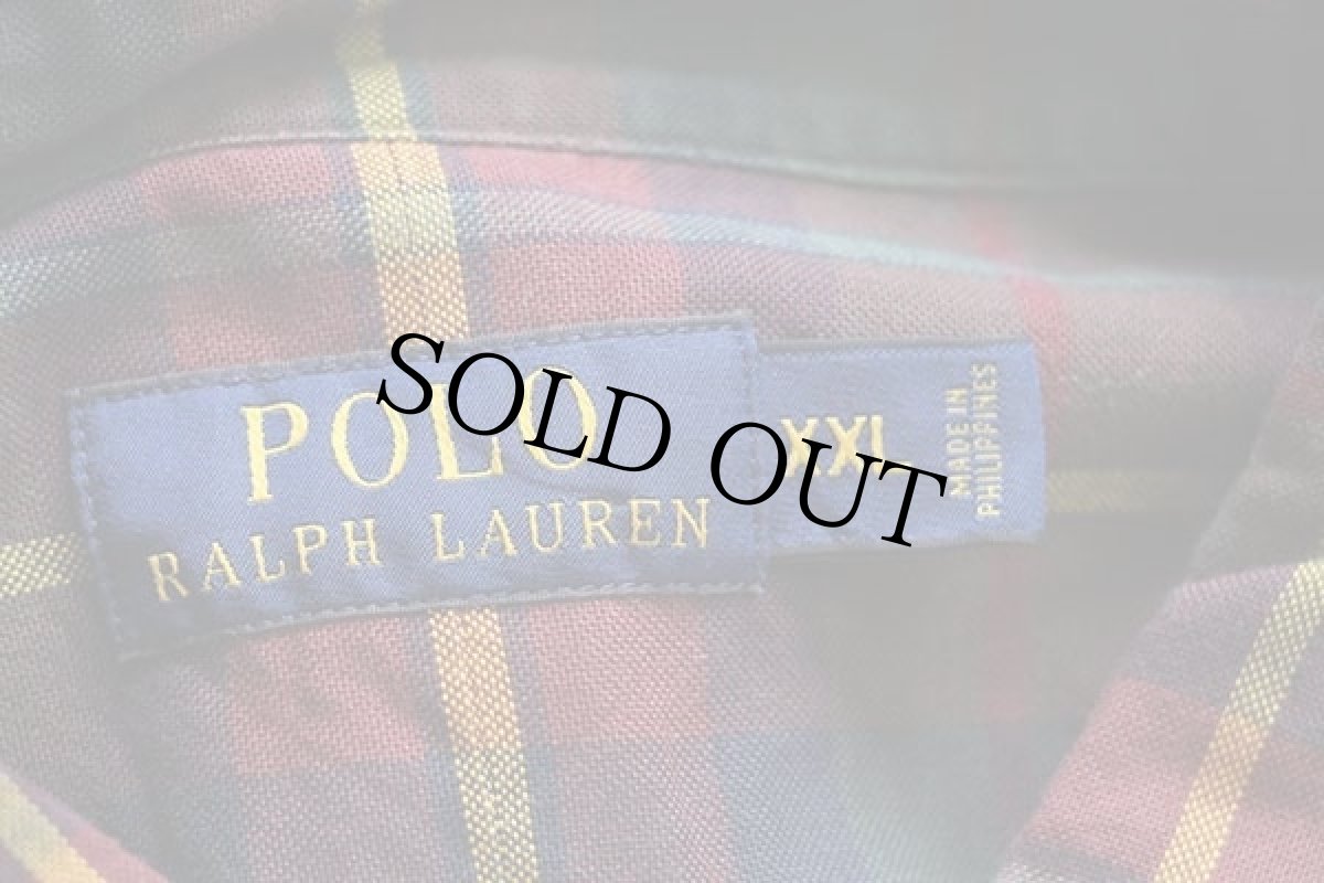 画像4: ポロ ラルフローレン タータンチェック エルボーパッチ付き オックスフォード コットンシャツ XXL (4)