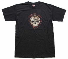 画像2: 00s USA製 HARLEY-DAVIDSON ハーレー ダビッドソン BARNETT'S スカル 両面プリント コットンTシャツ 黒 L (2)