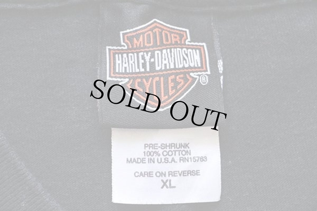 画像6: 00s USA製 Hanes HARLEY-DAVIDSON ハーレー ダビッドソン 100Years エンジン 両面プリント コットンTシャツ 黒 XL (6)