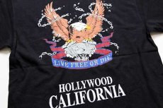 画像4: 90s USA製 HARLEY-DAVIDSON ハーレー ダビッドソン HOLLYWOOD CALIFORNIA 両面プリント コットンTシャツ 黒 L (4)