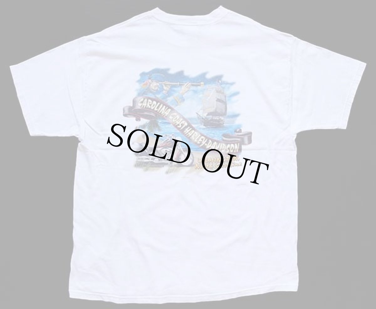 画像3: 00s USA製 Hanes HARLEY-DAVIDSON ハーレー ダビッドソン MAKIN' Tracks 海賊 両面プリント コットンTシャツ 白 XL (3)