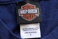 画像5: 00s USA製 Hanes HARLEY-DAVIDSON ハーレー ダビッドソン 100Years HAL'S 両面プリント コットンTシャツ 紺 L (5)