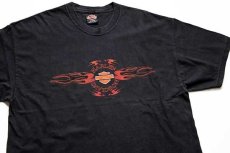 画像1: 00s USA製 Hanes HARLEY-DAVIDSON ハーレー ダビッドソン BOSWELL'S 両面プリント コットンTシャツ 黒 XL (1)