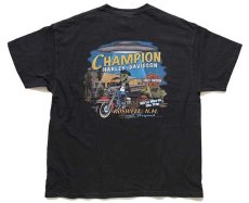 画像3: 00s USA製 Hanes HARLEY-DAVIDSON ハーレー ダビッドソン エイリアン 両面プリント コットンTシャツ 黒 XL (3)