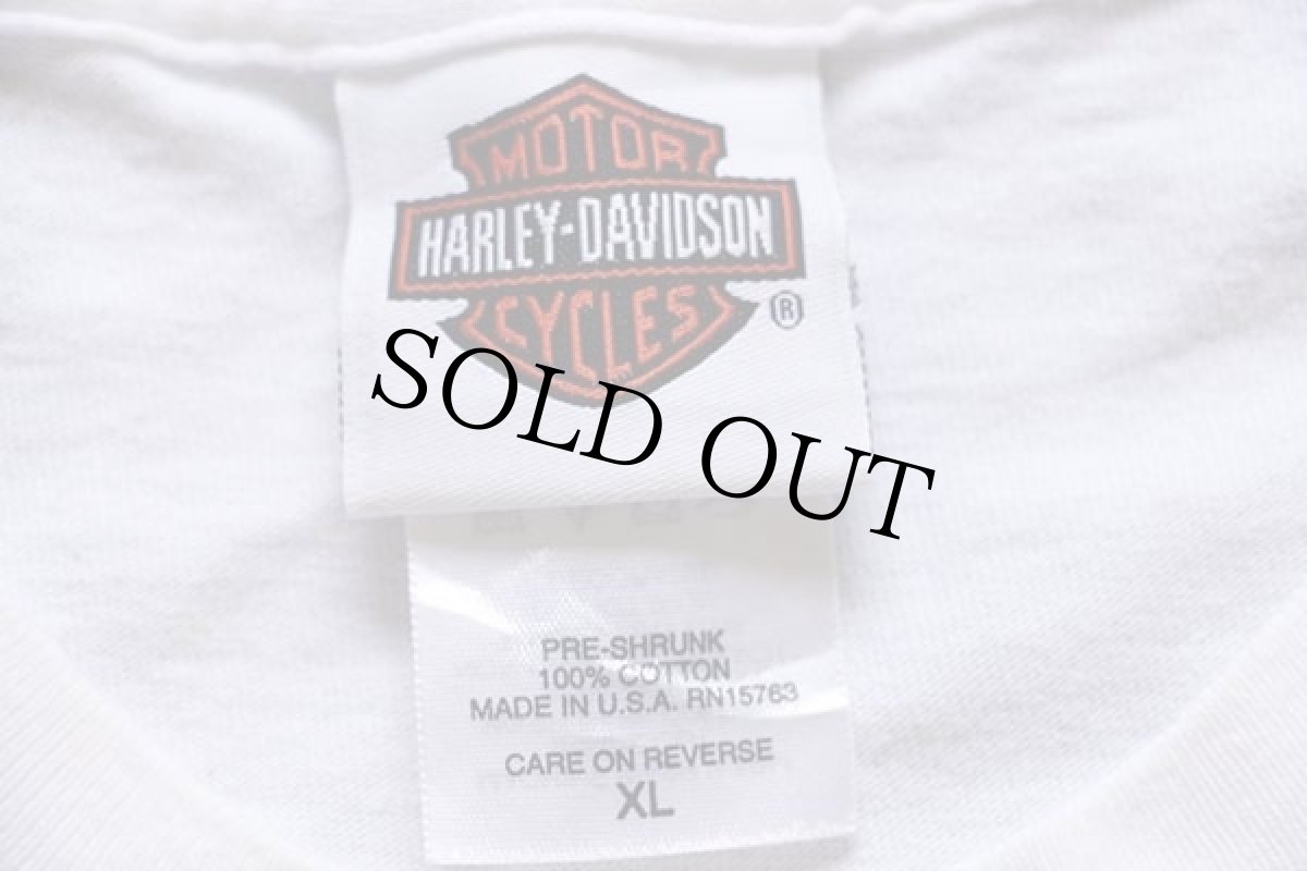画像6: 00s USA製 Hanes HARLEY-DAVIDSON ハーレー ダビッドソン GRAND CAYMAN 海賊 両面プリント コットンTシャツ 白 XL (6)
