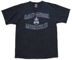画像2: 00s USA製 HARLEY-DAVIDSON ハーレー ダビッドソン POLICE 1 両面プリント コットンTシャツ 黒 L (2)