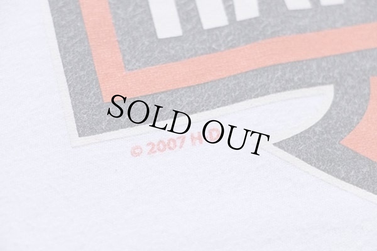 画像5: 00s USA製 Hanes HARLEY-DAVIDSON ハーレー ダビッドソン ロゴ 両面プリント ショート丈 コットンTシャツ カスタム 白 L (5)