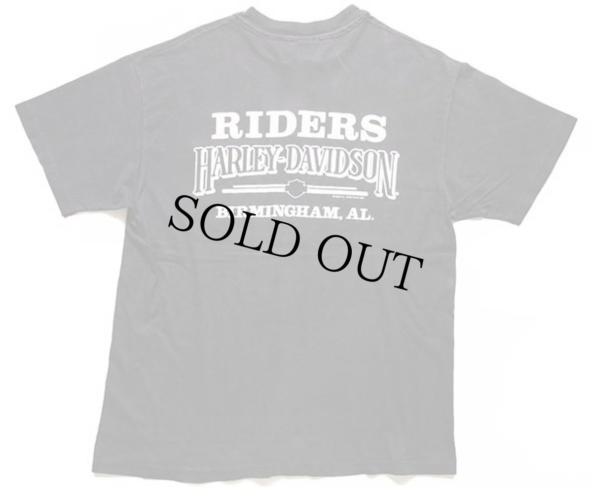 画像3: 90s USA製 Hanes HARLEY-DAVIDSON ハーレー ダビッドソン BIRMINGHAM 両面プリント コットン ポケットTシャツ 黒 L (3)