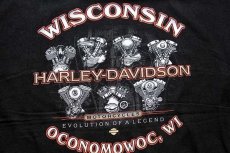 画像4: 00s USA製 Hanes HARLEY-DAVIDSON ハーレー ダビッドソン WISCONSIN エンジン 両面プリント コットンTシャツ 黒 XL (4)