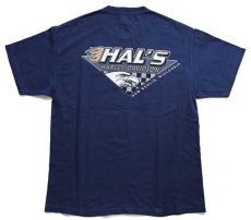 画像3: 00s USA製 Hanes HARLEY-DAVIDSON ハーレー ダビッドソン 100Years HAL'S 両面プリント コットンTシャツ 紺 L (3)