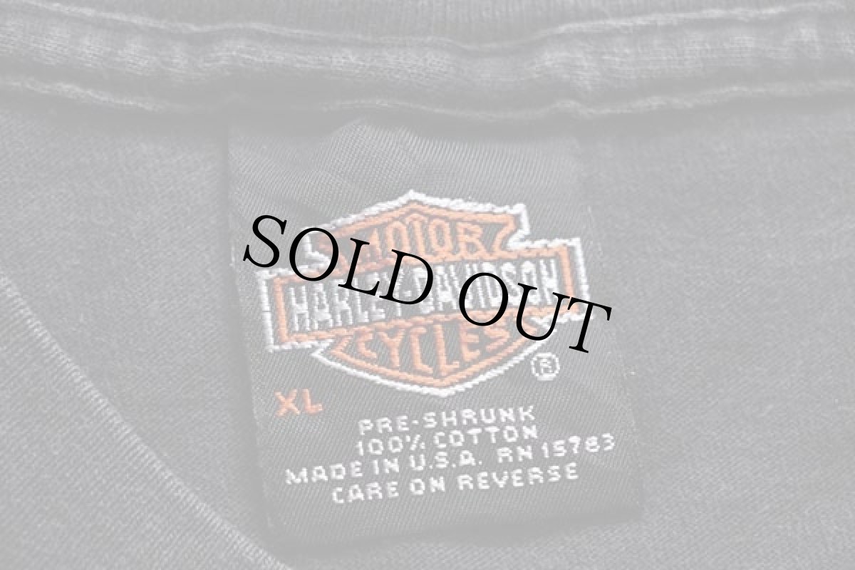 画像6: 00s USA製 Hanes HARLEY-DAVIDSON ハーレー ダビッドソン BOSWELL'S 両面プリント コットンTシャツ 黒 XL (6)
