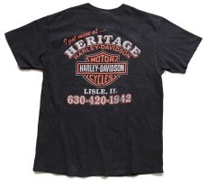 画像3: 00s Hanes HARLEY-DAVIDSON ハーレー ダビッドソン HERITAGE 両面プリント コットンTシャツ 黒 L (3)