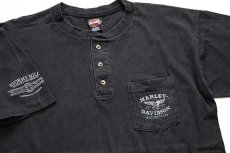 画像1: 90s USA製 HARLEY-DAVIDSON ハーレー ダビッドソン ヘンリーネック コットン ポケットTシャツ 黒 L (1)